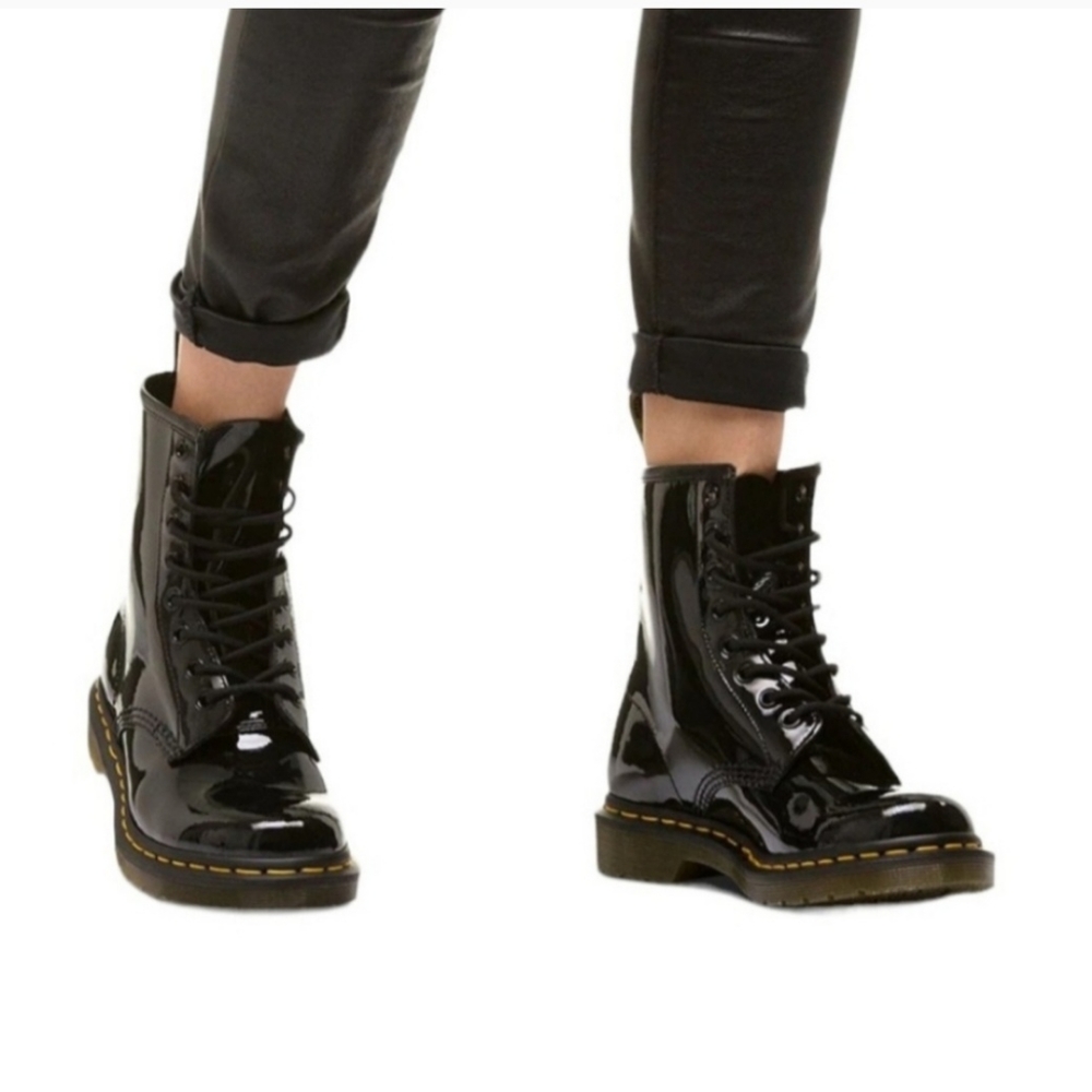 Dr. Martens 1460 Patent Leather Lace Up Boots.